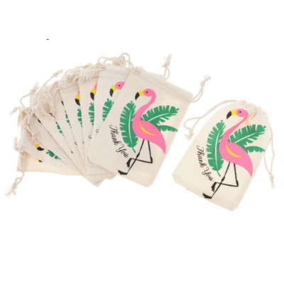 Mini Hessian Bag - Flamingo Thank You
